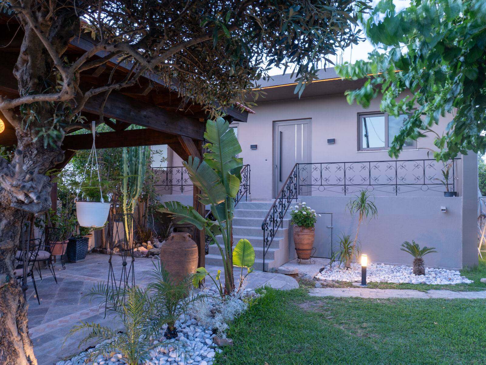 Garden and exterior of Casa Avgeri in Afandou village, Rhodes