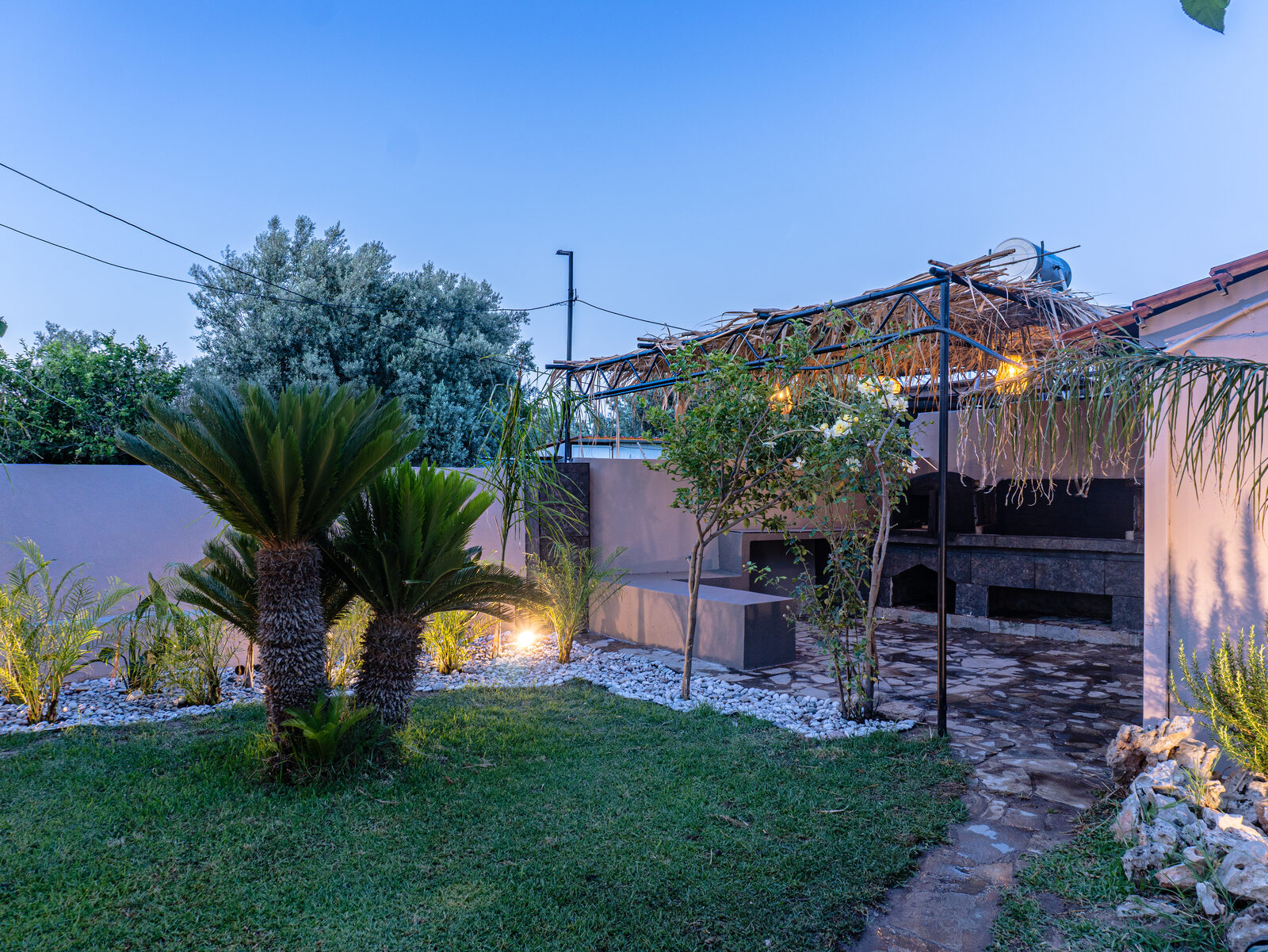 Evening garden lounge at Casa Avgeri, Afandou